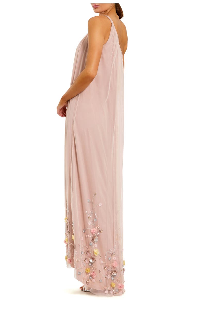 Mac Duggal One Shoulder High Low Embellished Trapeze Gown, Alternate, color, Rose