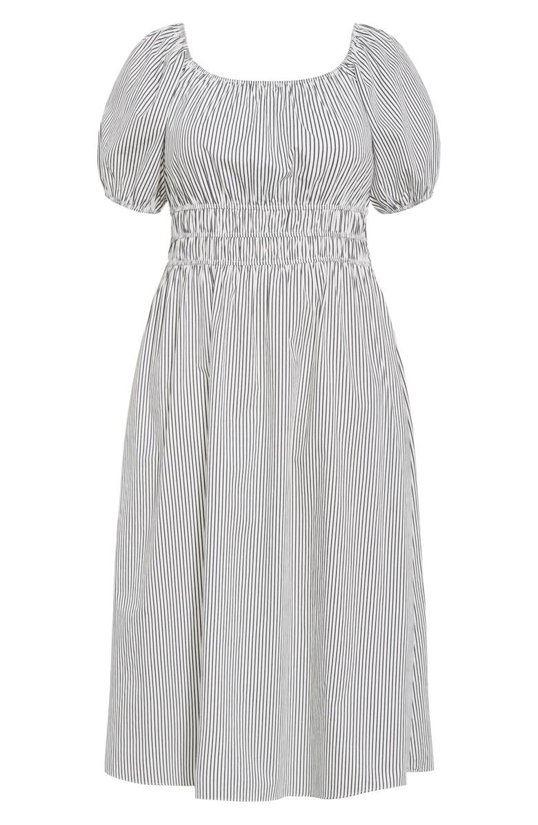 City Chic Adelynn Stripe Midi Dress, Alternate, color, Grey Stripe