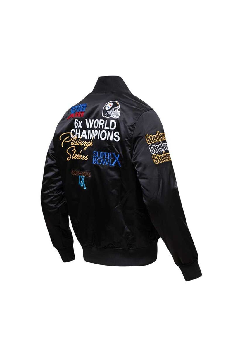 Men's Pro Standard Black Pittsburgh Steelers 6x Super Bowl Champions Satin Full-Snap Varsity Jacket, Alternate, color, Black
