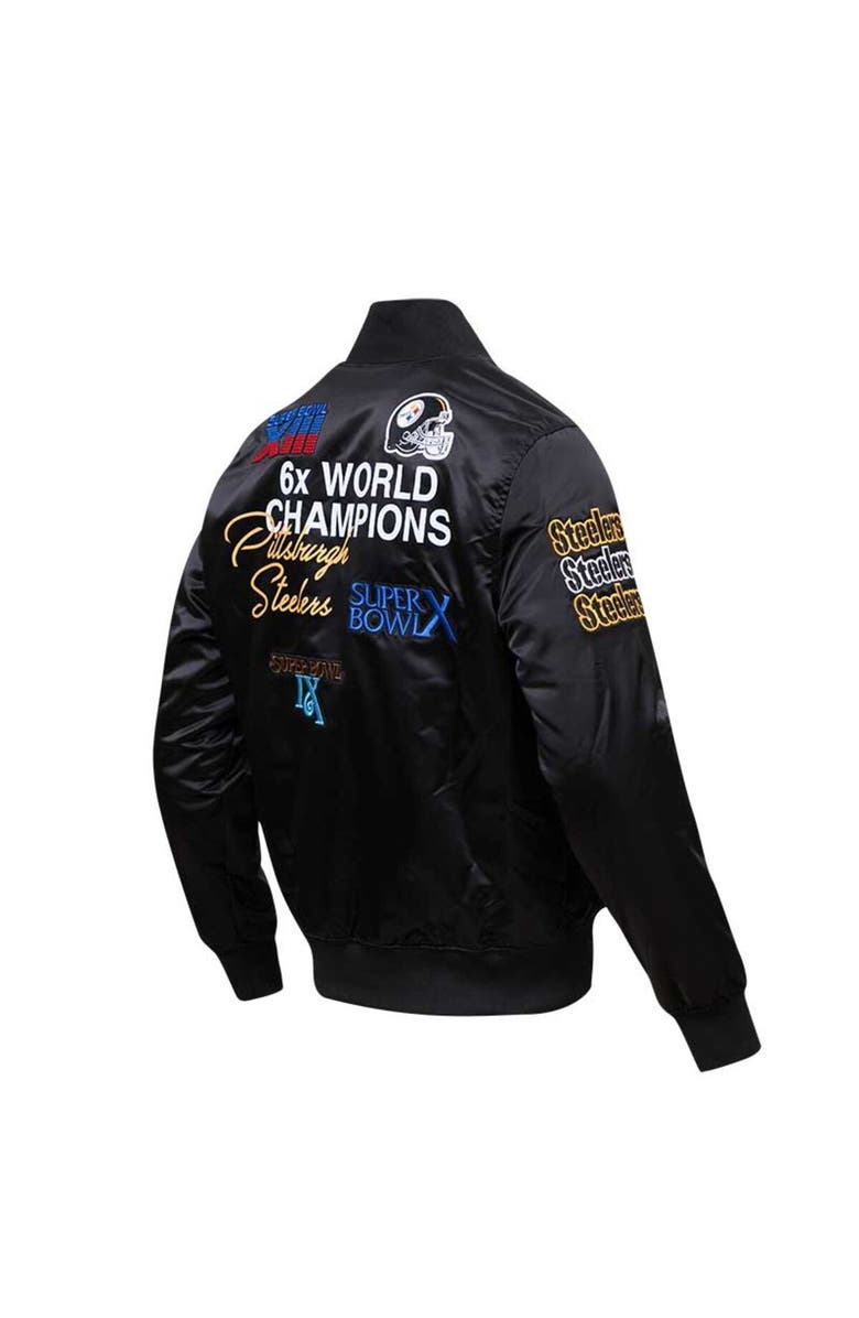 PRO STANDARD Men's Pro Standard Black Pittsburgh Steelers 6x Super Bowl Champions Satin Full-Snap Varsity Jacket, Alternate, color, 