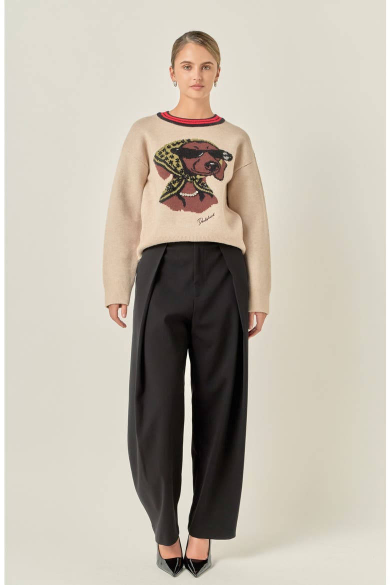 Beaded Dachshund Sweater, Alternate, color, OATMEAL