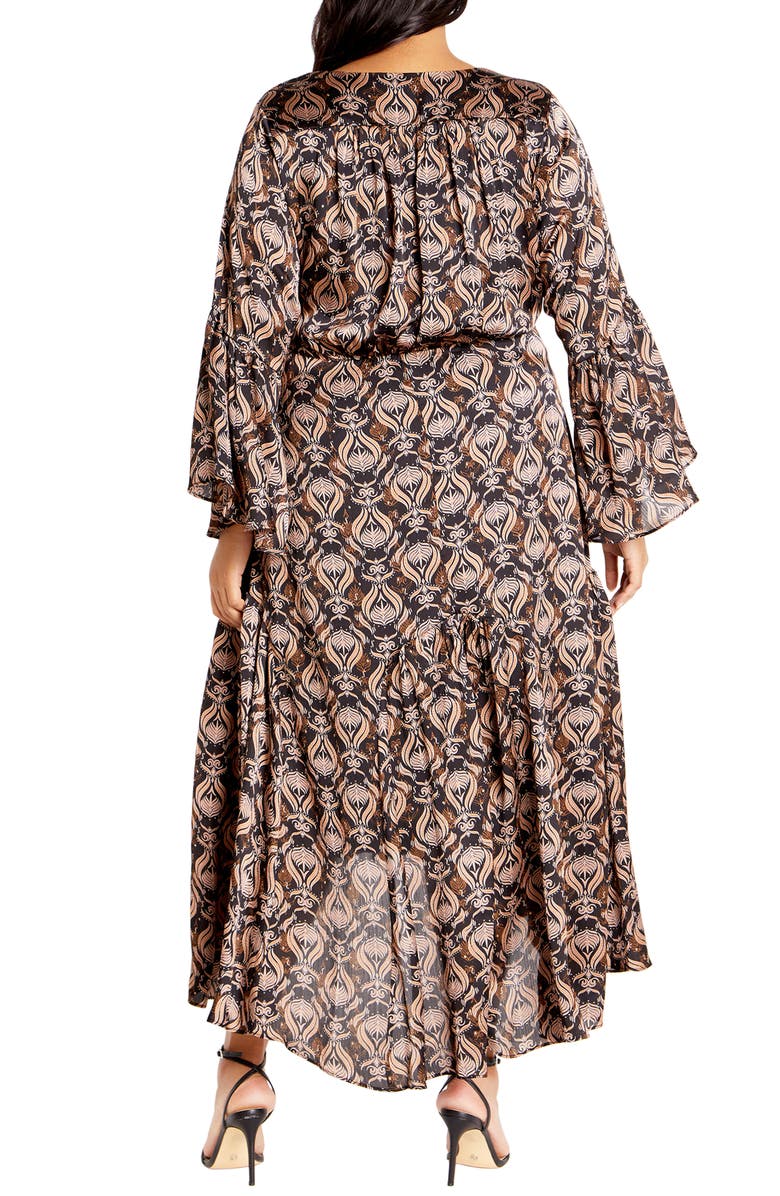 City Chic Remington Faux Wrap Maxi Dress, Alternate, color, Black Print