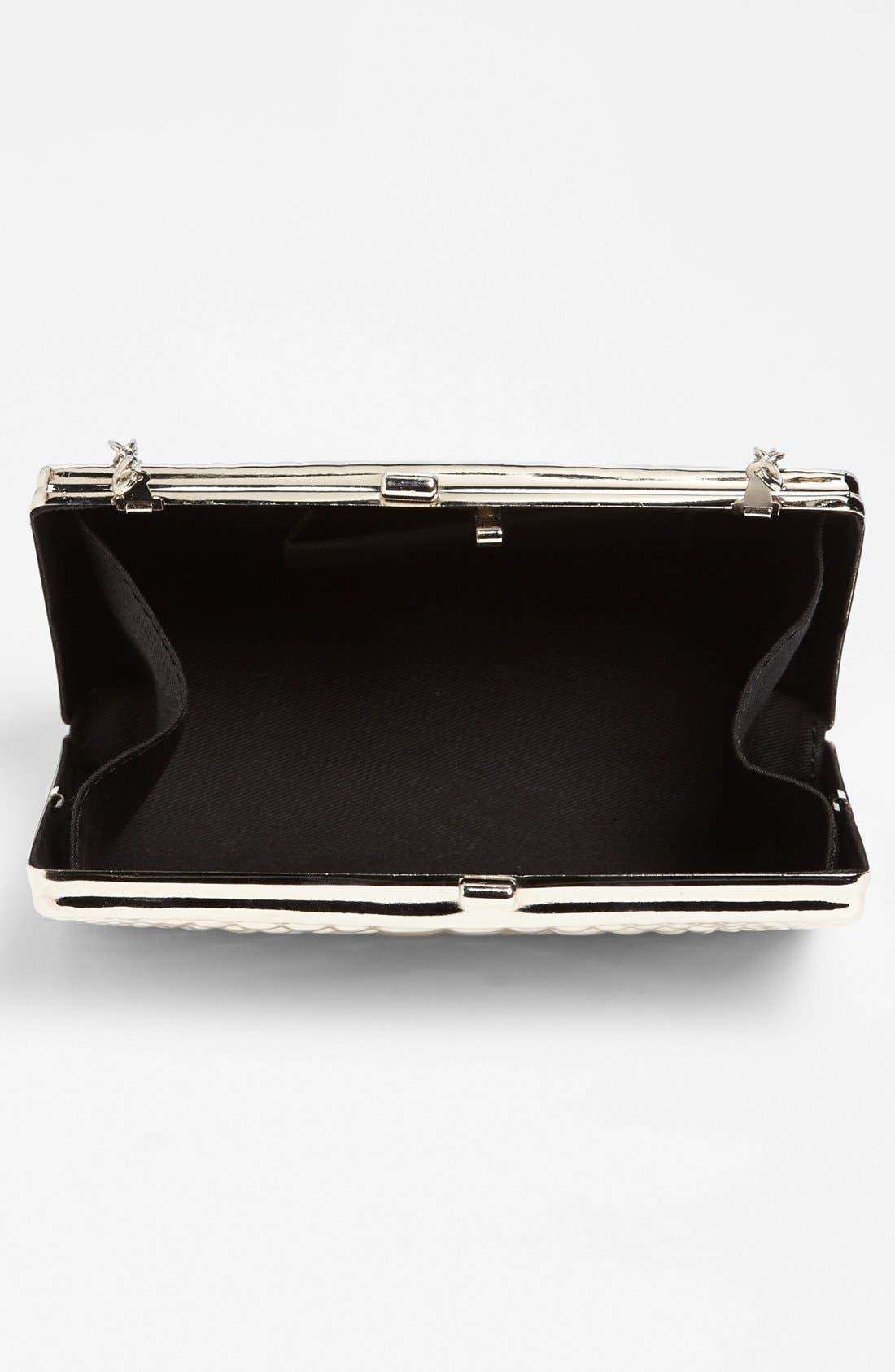 Croc Embossed Metal Clutch, Alternate, color, SILVER