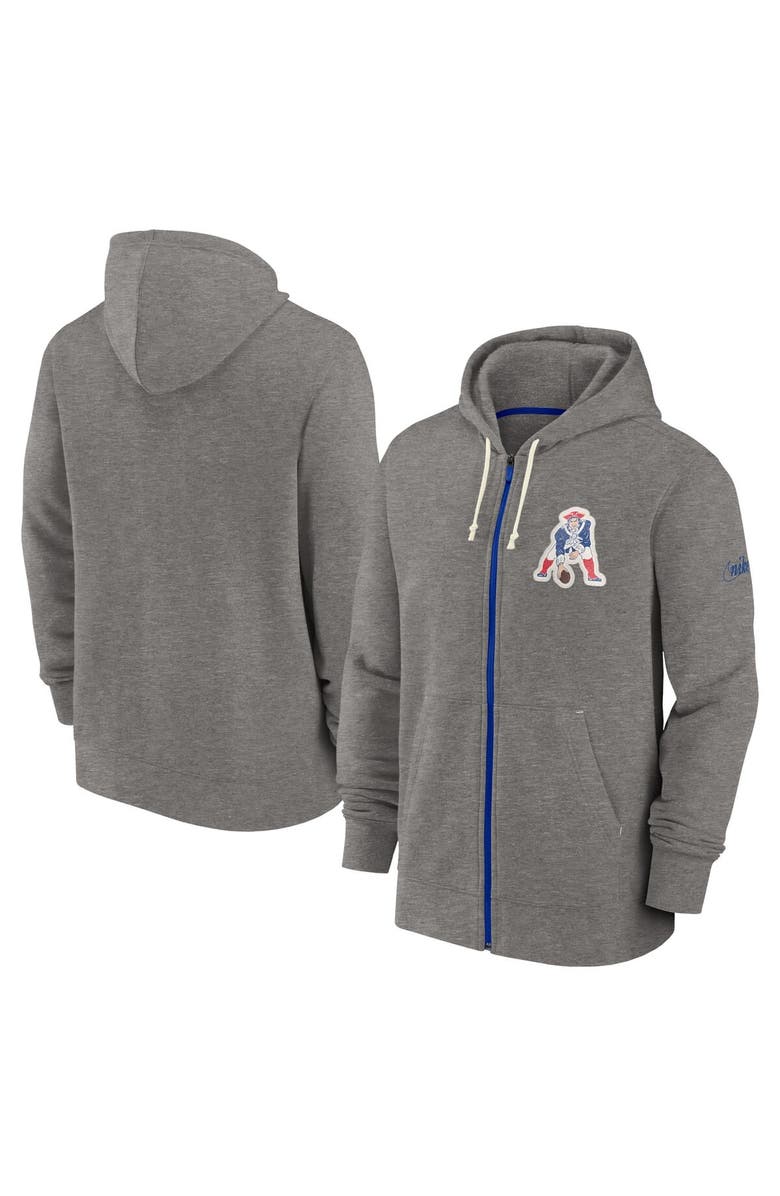 Nike Men's Nike Heather Charcoal New England Patriots Historic Lifestyle Full-Zip Hoodie, Main, color, 