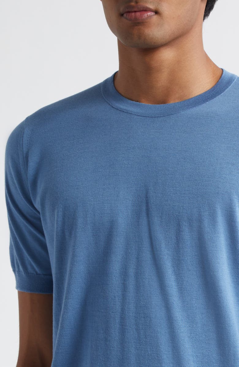 John Smedley Hilcote Merino Wool & Sea Island Cotton Gauze T-Shirt, Alternate, color, Azul