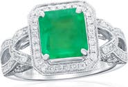 SOUZANA by Suzy Levian 14K White Gold 2.09ct Colombian Emerald & Diamond Accent Ring