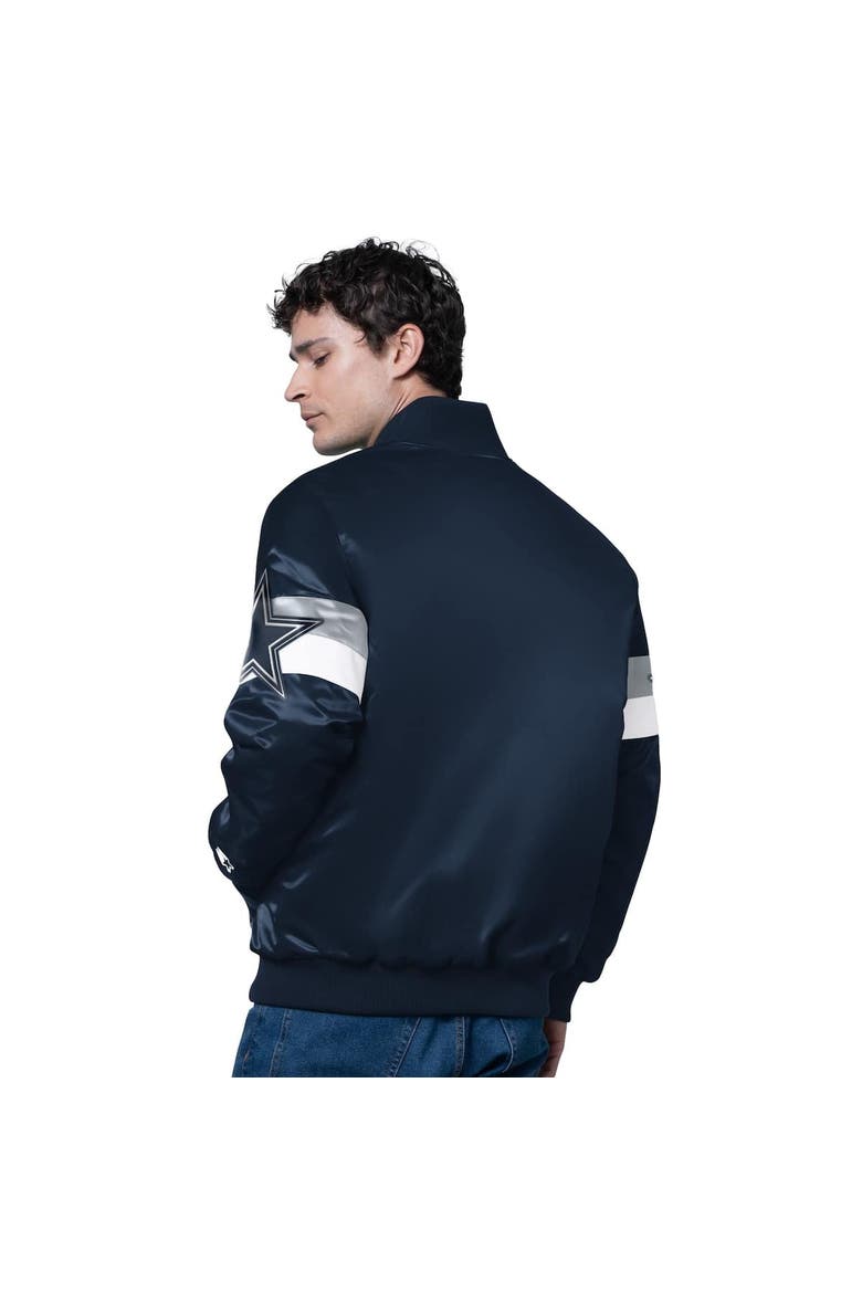 Men's Starter Navy Dallas Cowboys Triple Option Satin Varsity Vintage Logo Full-Snap Jacket, Alternate, color, Navy