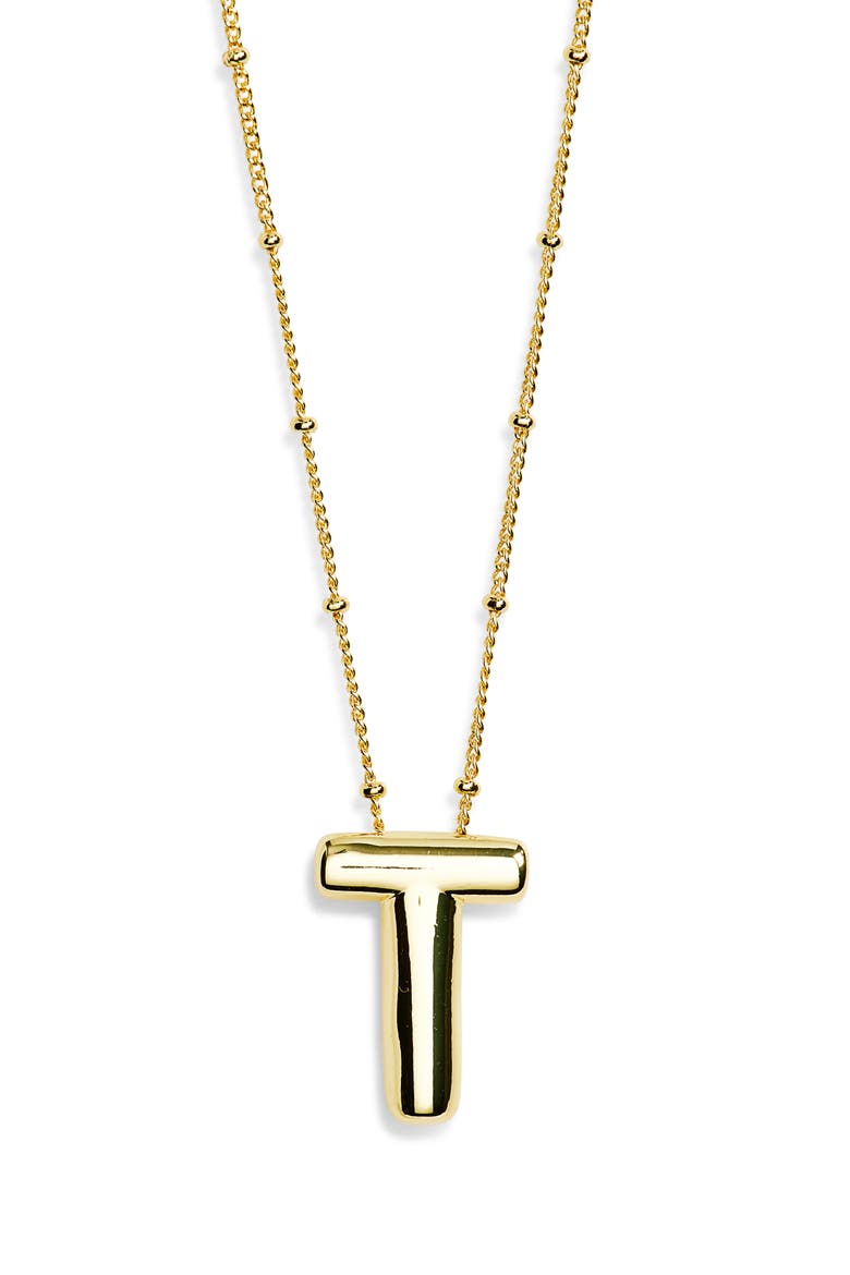 3D Initial Pendant Necklace, Alternate, color, T- GOLD