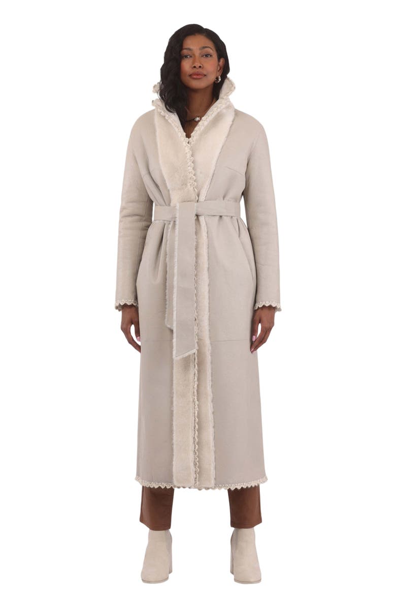 GORSKI Reversible Genuine Shearling Long Coat, Alternate, color, Cream/Cream