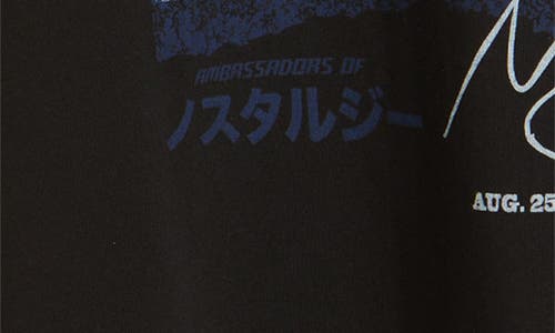 Memory Lane Oversize Crystal Embellished Nostalgic Champs Crop Graphic T-shirt In Black