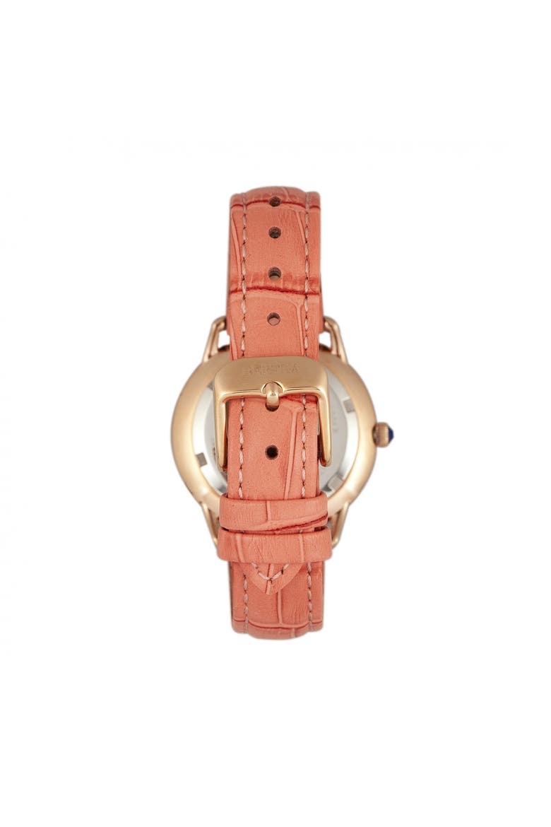 Abby Swiss Leather-Band Watch, Alternate, color, Rose Gold/Coral