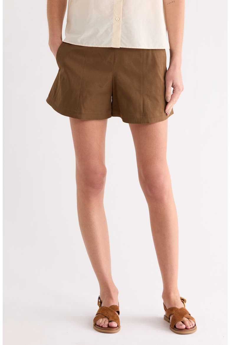 High Waist Flat Front Shorts, Main, color, CLOVE