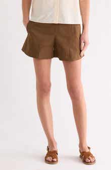 Theory High Waist Flat Front Shorts