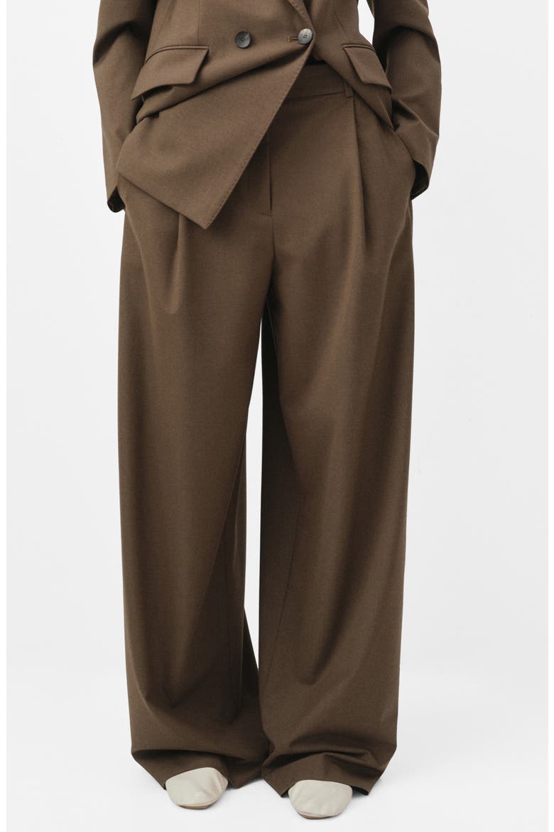 Selection Pleated Wide Leg Pants, Main, color, MEDIUM BROWN