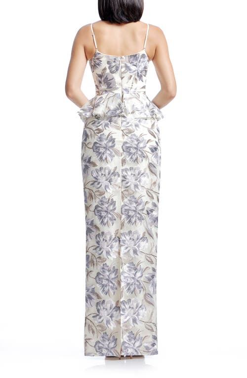 Shop Dress The Population Akiah Floral Embroidered Chiffon Gown In Ivory Multi
