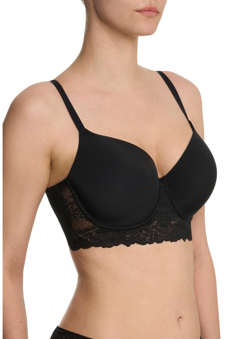Heavenly Full Coverage Longline Lace T-Shirt Bra, Alternate, color, BLACK
