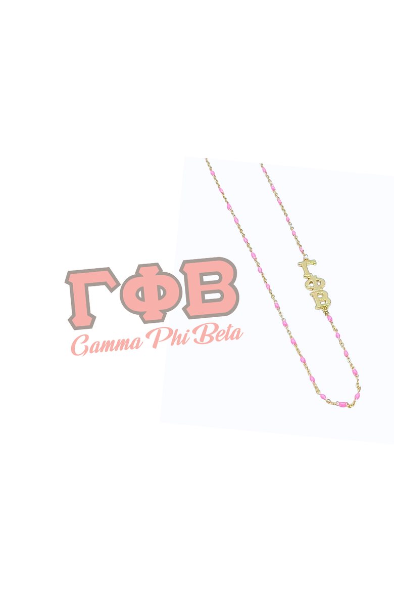 Gamma Phi Beta Greek Letter Side Set Necklace, Alternate, color, Yellow Gold