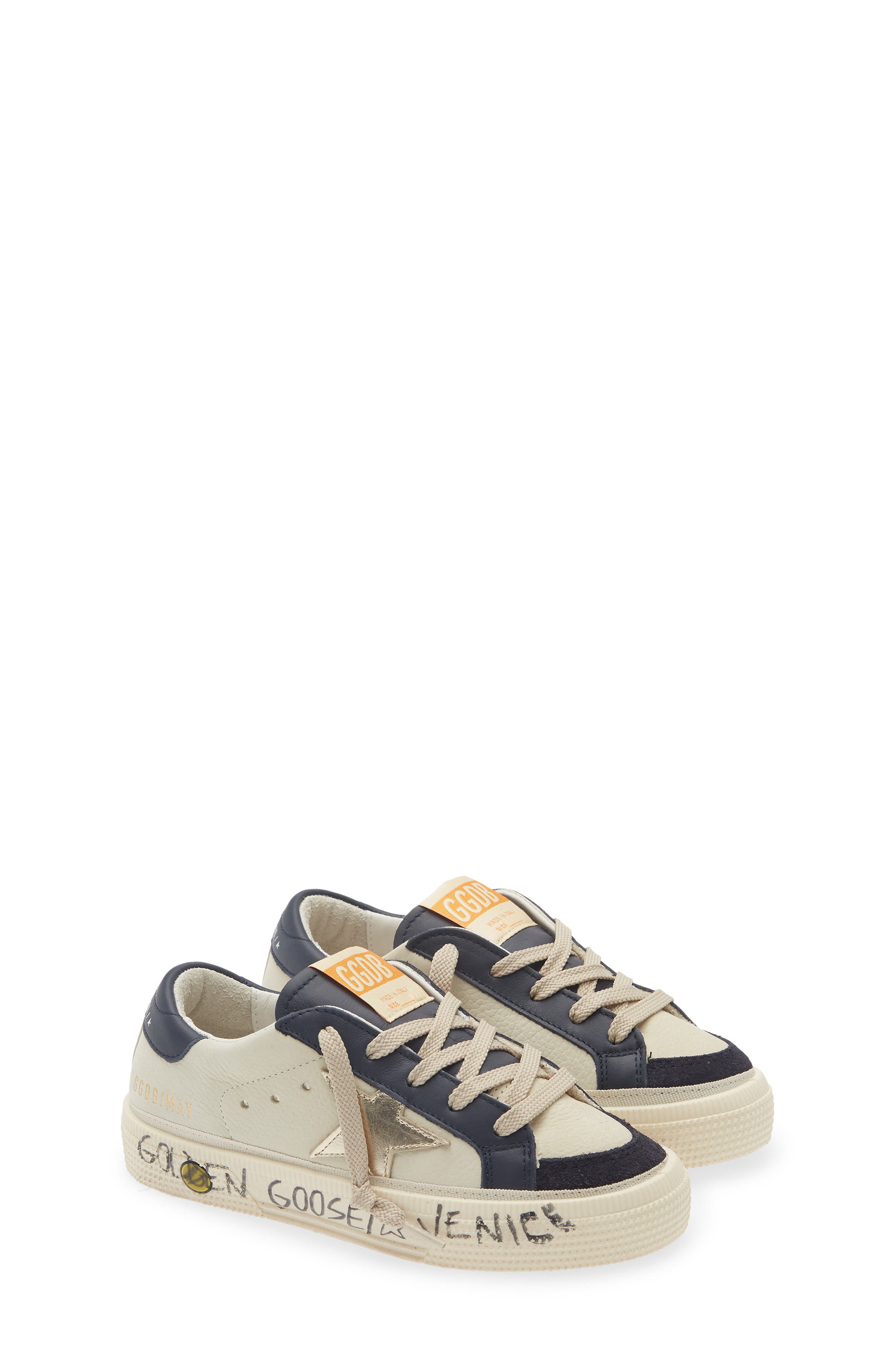 Golden Goose Kids' May Sneaker, Main, color, White/ Dark Blue/ Platinum