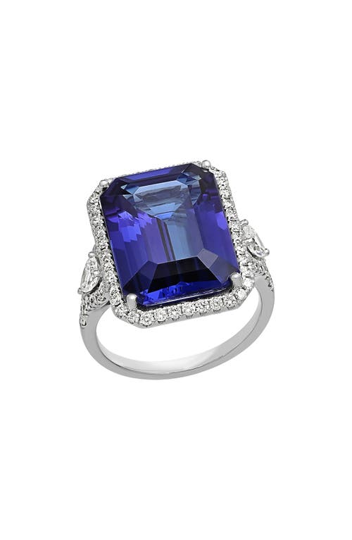Bony Levy Emerald Cut Tanzanite & Diamond Ring In 18k Wg/tanzanite/diamond