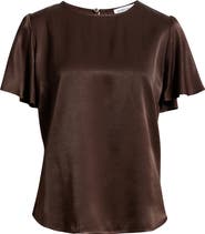 Nordstrom Flutter Sleeve Satin Top