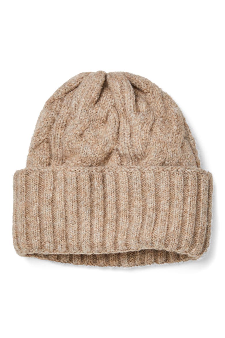 Coast Line Cable Beanie, Main, color, FAWN