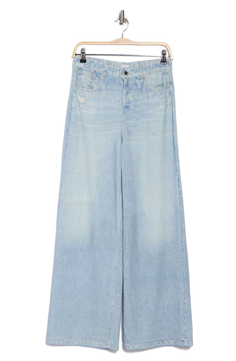 ECRU Mirage Denim Printed French Terry Wide Leg Pants, Alternate, color, Light Wash