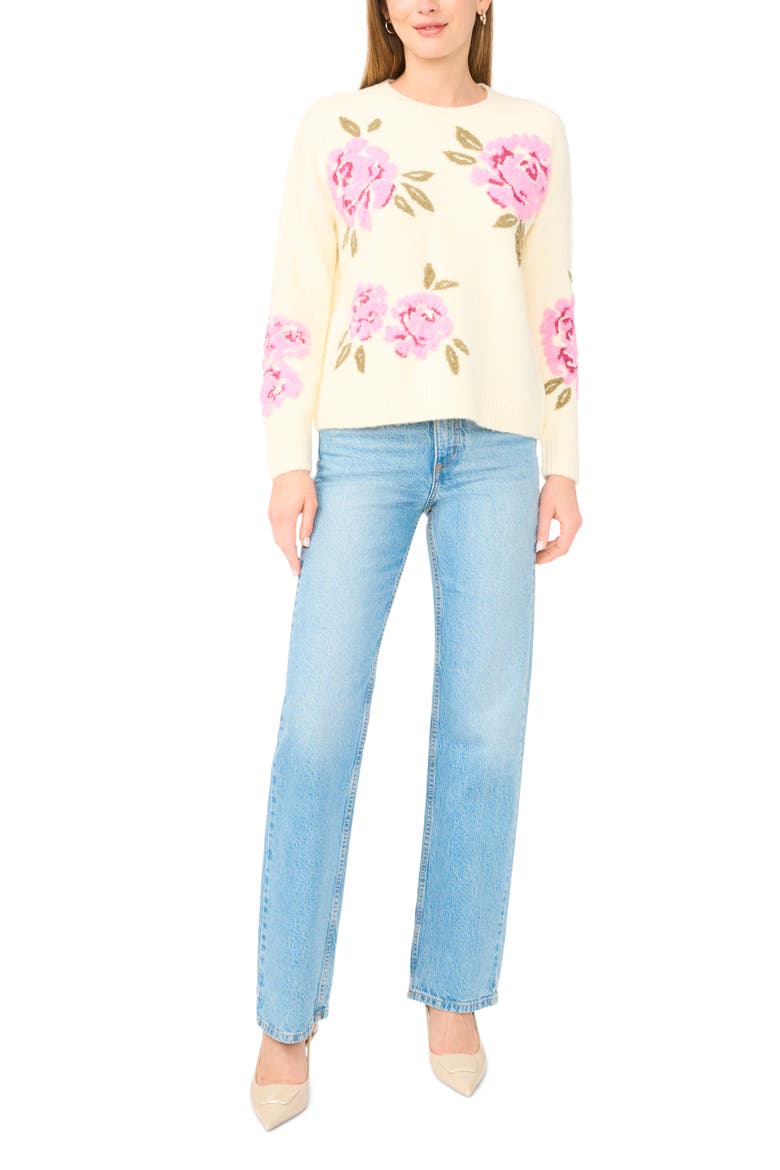 Floral Sweater, Alternate, color, LEMON MIST