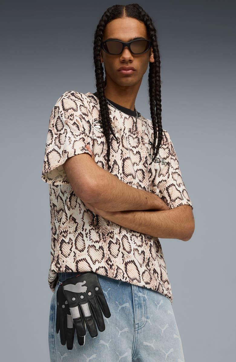 PUMA x A$AP ROCKY Leather Driving Gloves, Alternate, color, Puma Black/ Red/ White