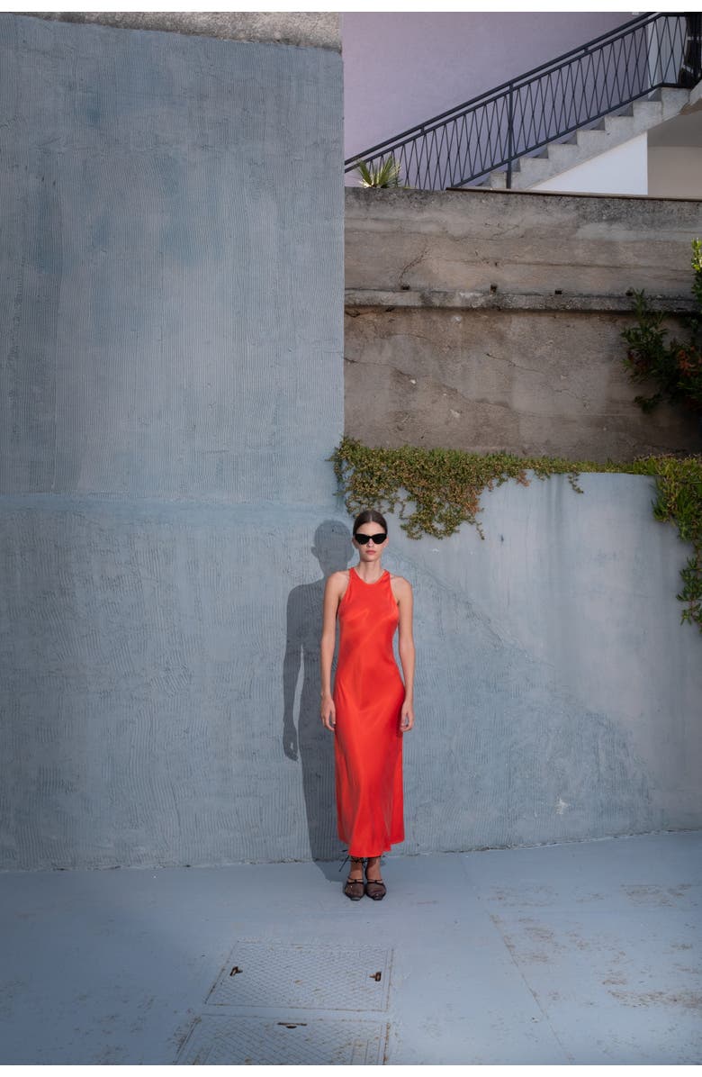 Untitled in Motion Atlantis Sleeveless Bias Cut Maxi Dress, Alternate, color, Mandarin