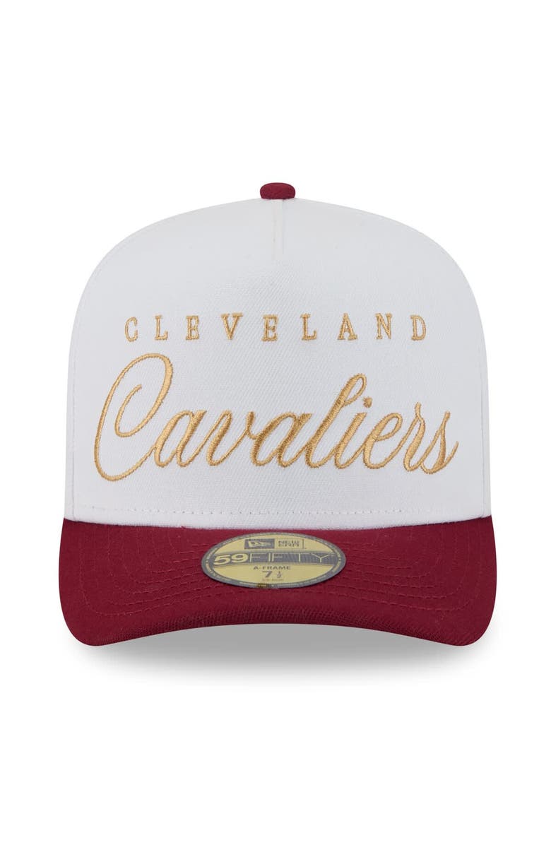 New Era Men's New Era White/Wine Cleveland Cavaliers 2025 NBA Draft A-Frame 59FIFTY Fitted Hat, Alternate, color, White
