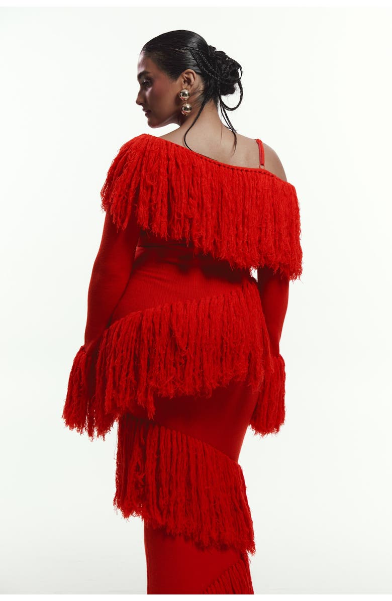 OFUURE Igho Sequin Fringe Maxi Dress, Alternate, color, Red