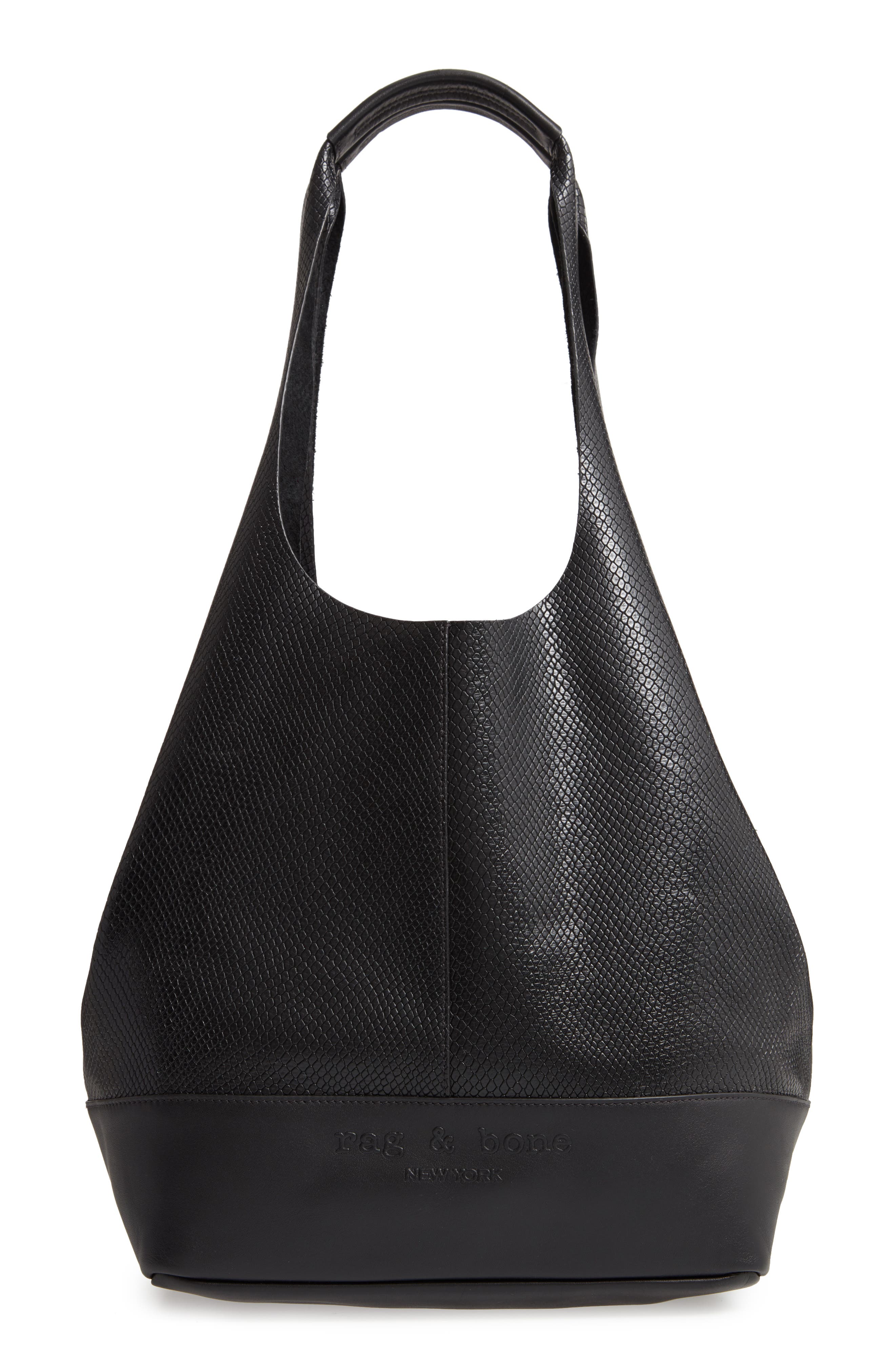 rag & bone Camden Snake Embossed Leather Shopper, Main, color, 