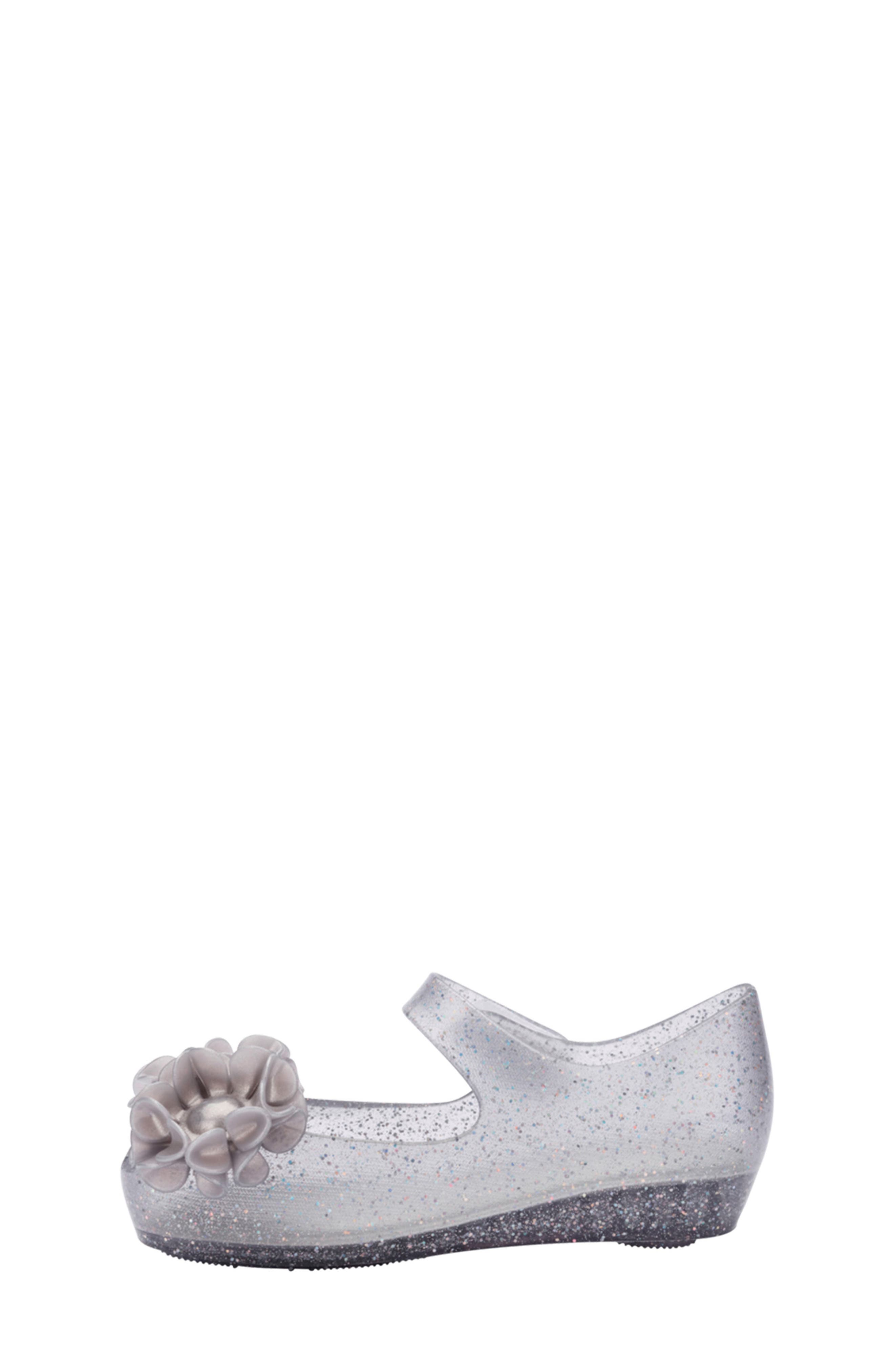 Mini Melissa Kids' Mini Ultragirl Springtime Mary Jane Flat, Alternate, color, Clear Glit