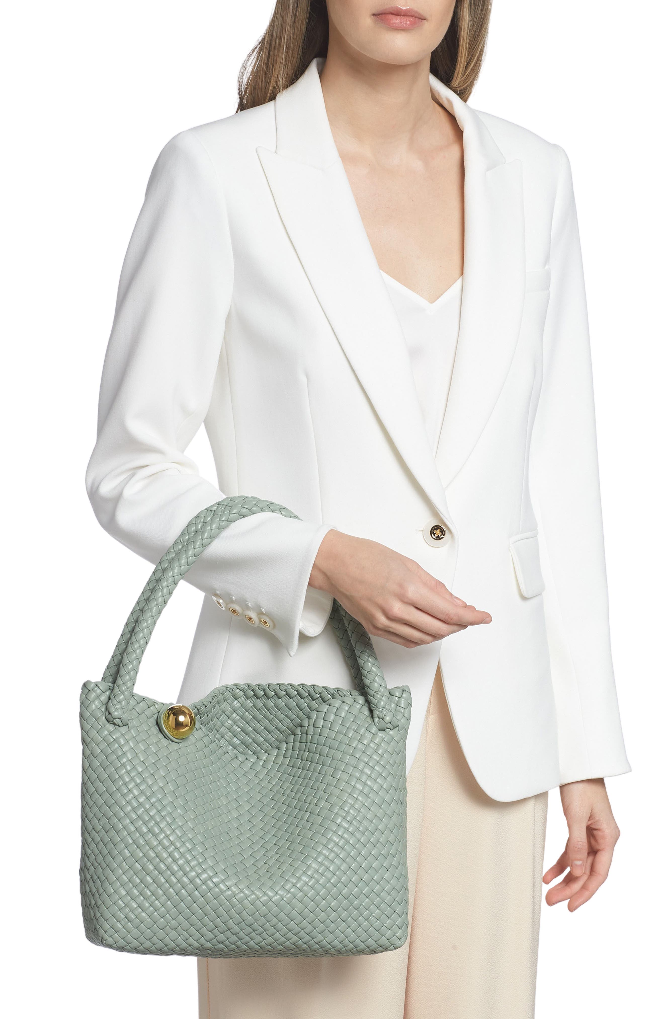 Bottega Veneta Tosca Intreccio Leather Hobo, Alternate, color, 3401 New Sauge-M Brass