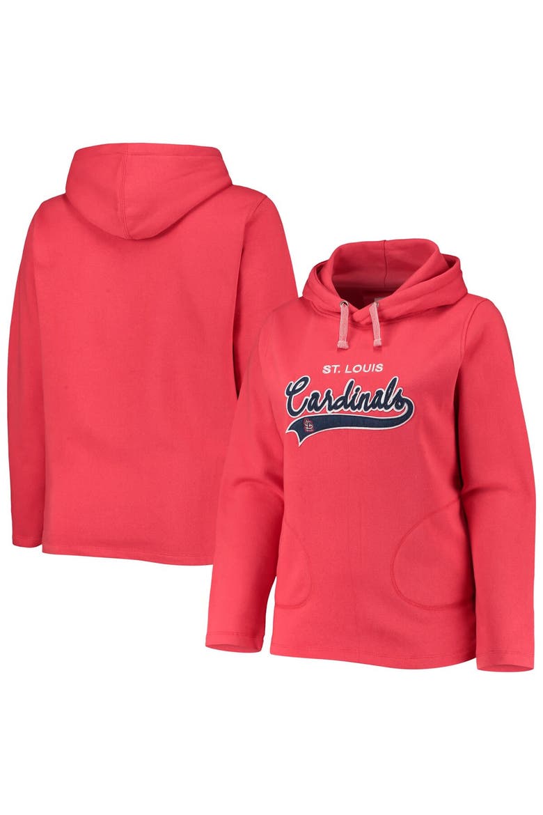 Women's Soft as a Grape Red St. Louis Cardinals Plus Size Side Split Pullover Hoodie, Main, color, Red