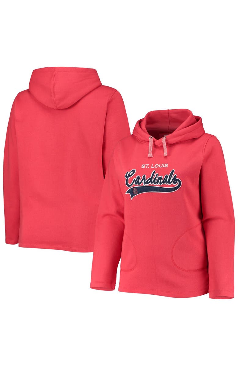 SOFT AS A GRAPE Women's Soft as a Grape Red St. Louis Cardinals Plus Size Side Split Pullover Hoodie, Main, color, Red