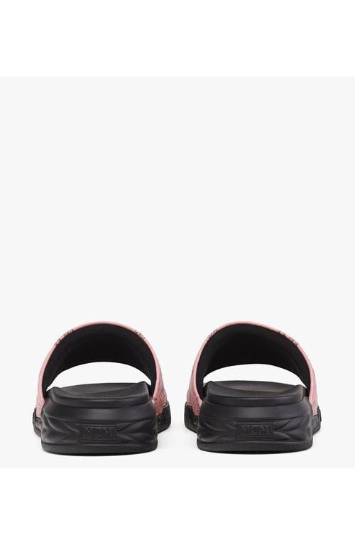 Mcm Visetos Slide Sandals In Pink