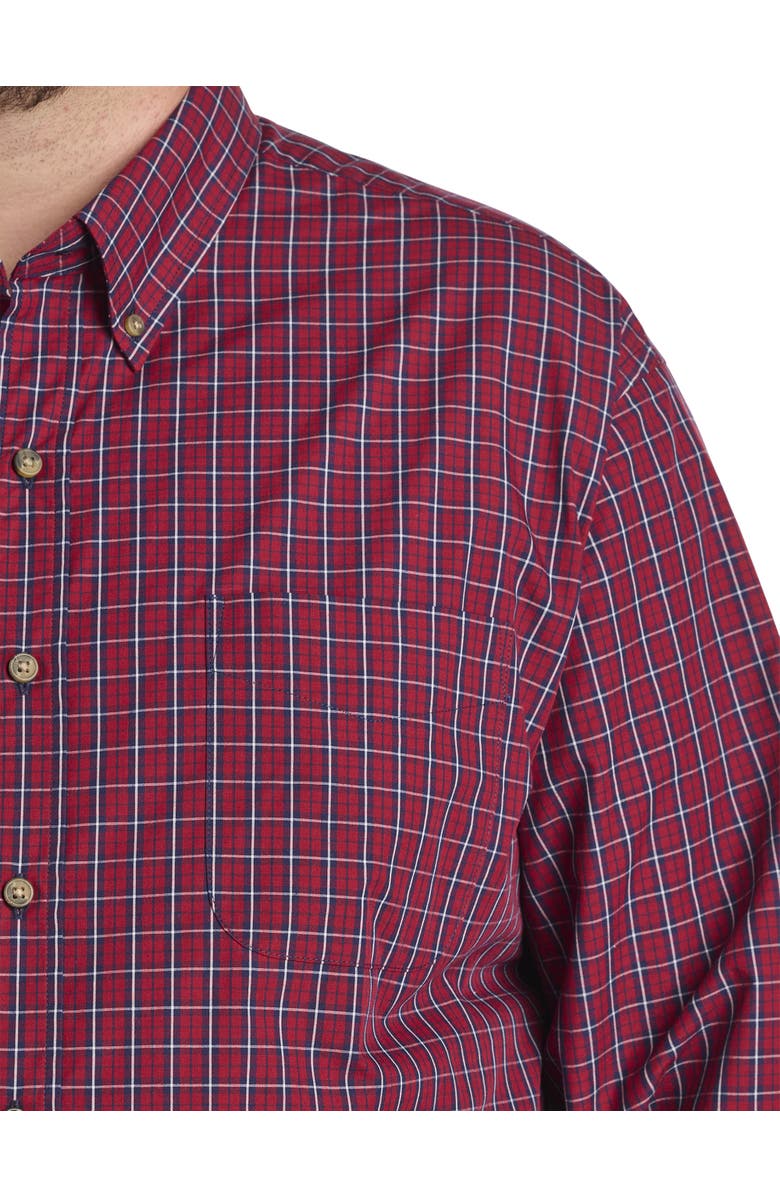 Harbor Bay by DXL Big & Tall Easy-Care Small Plaid Sport Shirt, Alternate, color, Red Multi