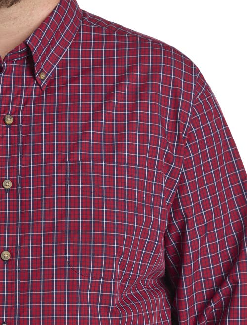 Harbor Bay By Dxl Easy-care Small Plaid Sport Shirt In Red Multi