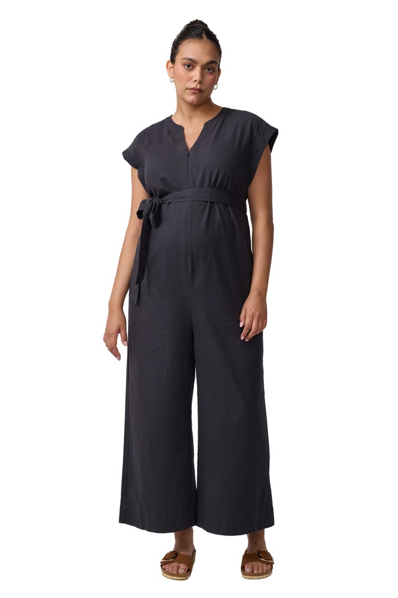 Arlo Maternity Black Woven Jumpsuit, Main, color, Black
