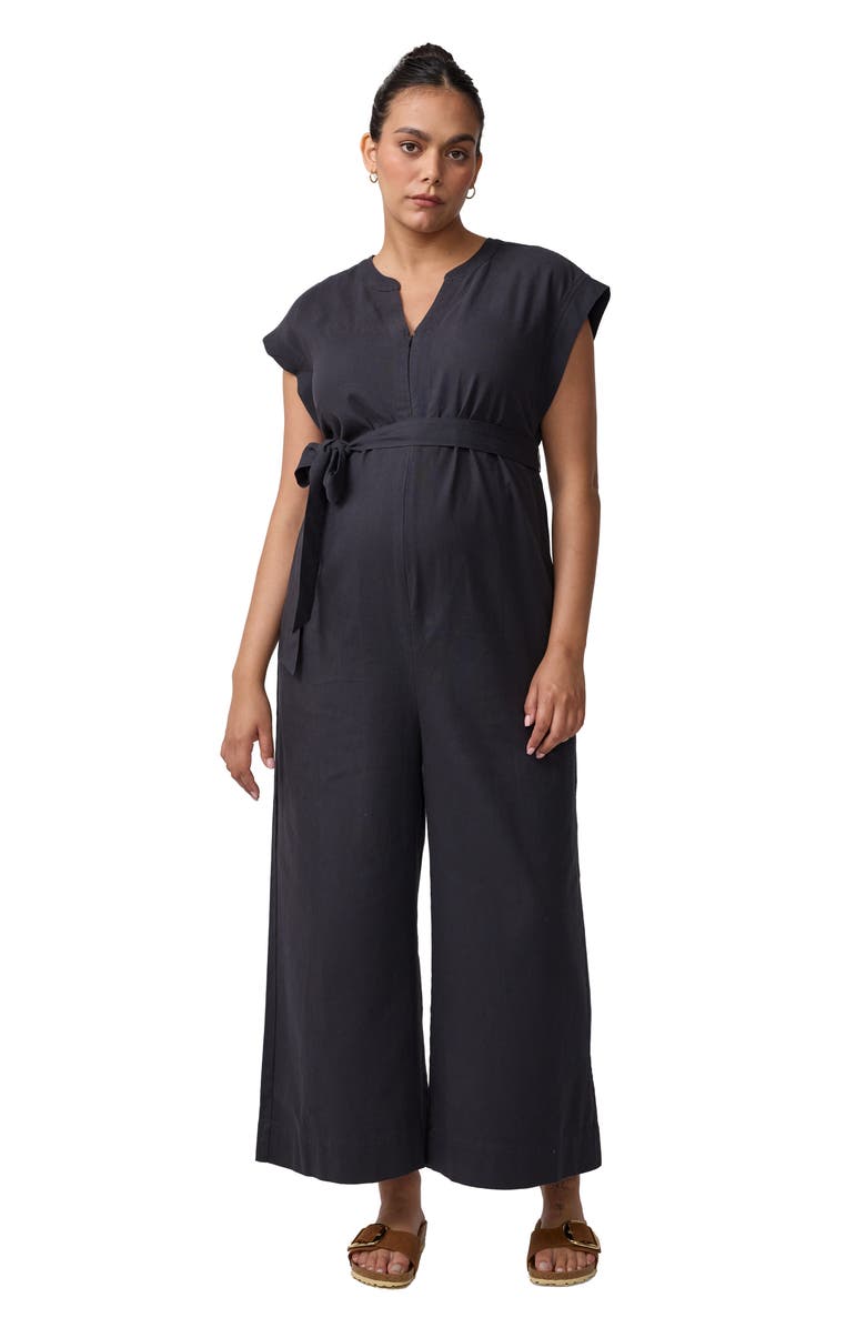 Ingrid & Isabel Arlo Maternity Black Woven Jumpsuit, Main, color, Black