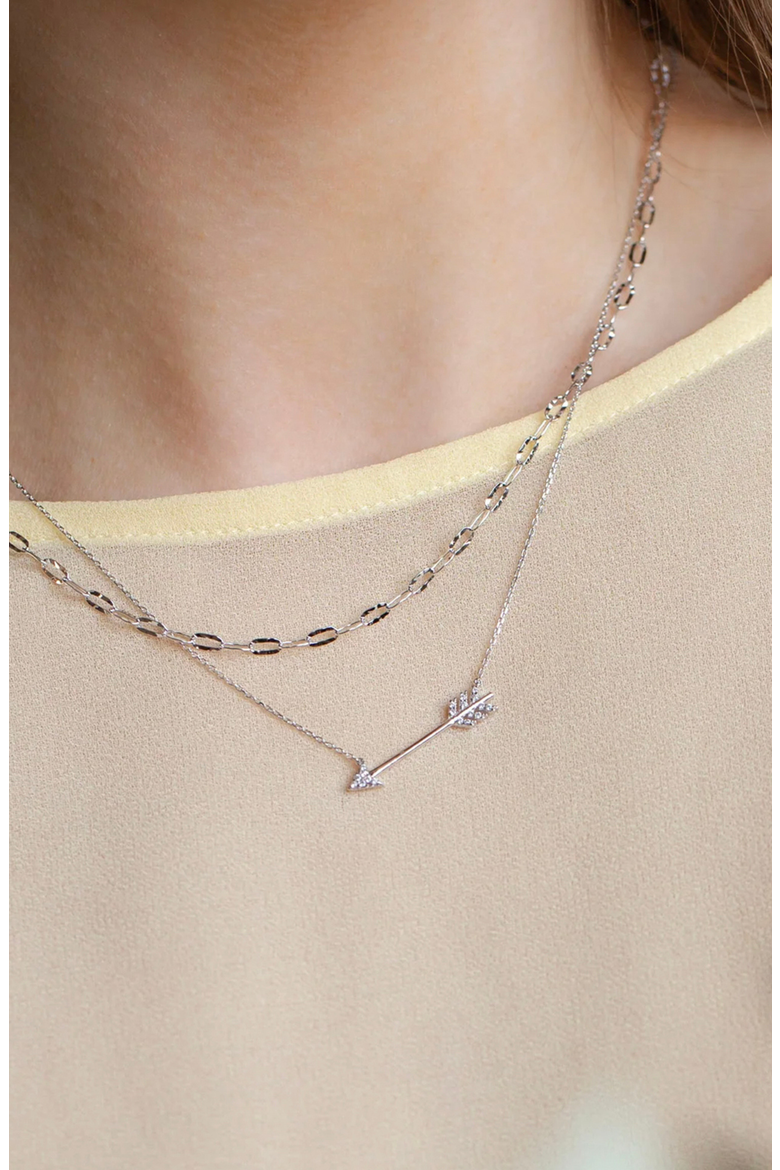 18k Gold Plated Sterling Silver Chevron Arrow Pendant Necklace Gift Idea, Alternate, color, Silver