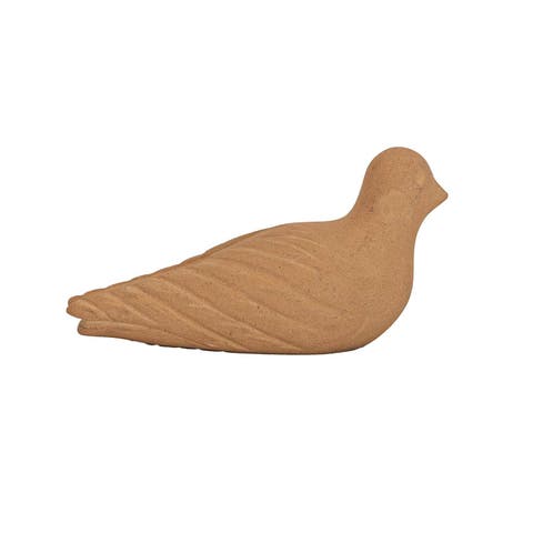 Sitting Bird Figure Natural Terracotta