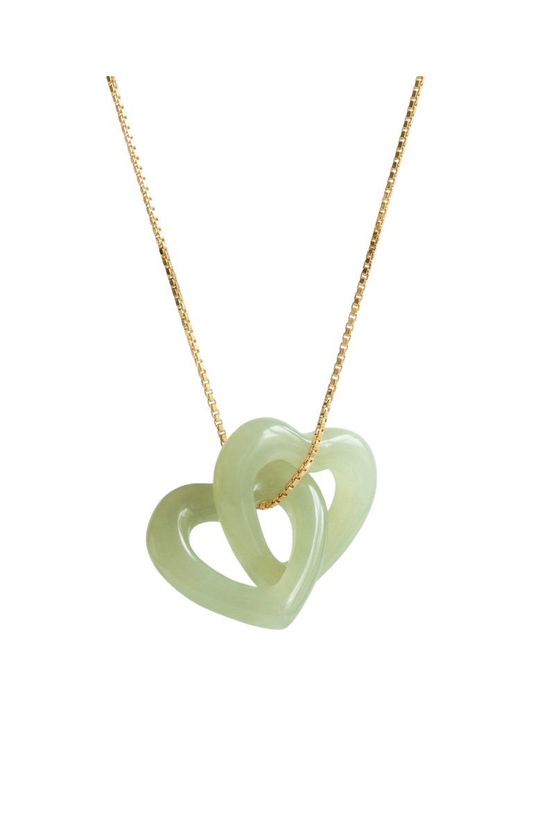 seree The hearts Interlocking jade pendant necklace, Alternate, color, Light Green