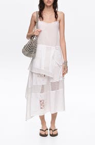 Bimba y Lola Embroidered Asymmetric Midi Skirt