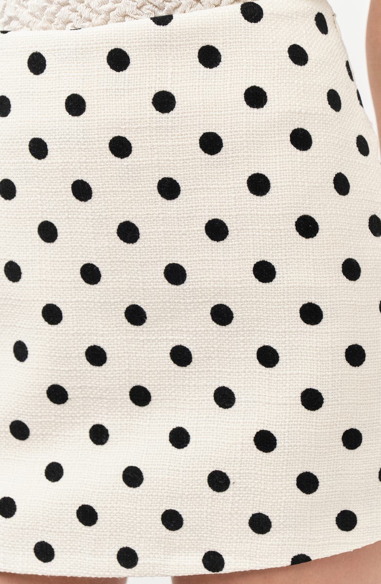 MAUDE CLUB Jones Polka Dot Mini Skort, Alternate, color, White Black Dots