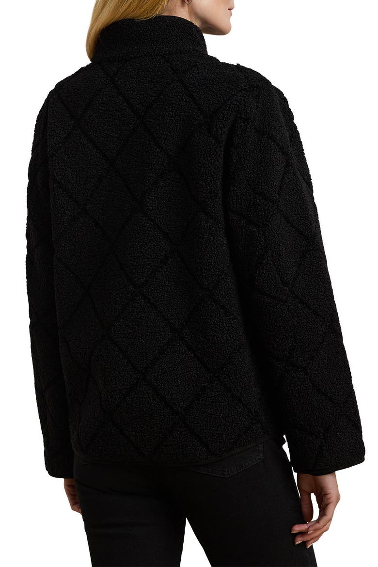 Quilted Faux Shearling Jacket, Alternate, color, BLACK