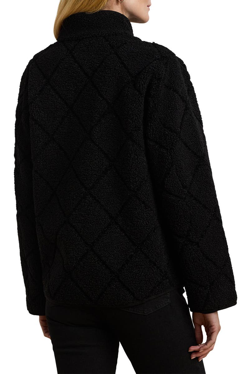 Lauren Ralph Lauren Quilted Faux Shearling Jacket, Alternate, color, Black