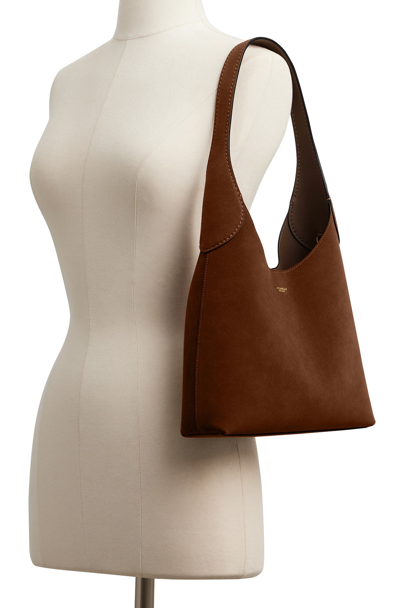 COACH Brooklyn 28 Suede Shoulder Bag, Alternate, color, Warm Brown