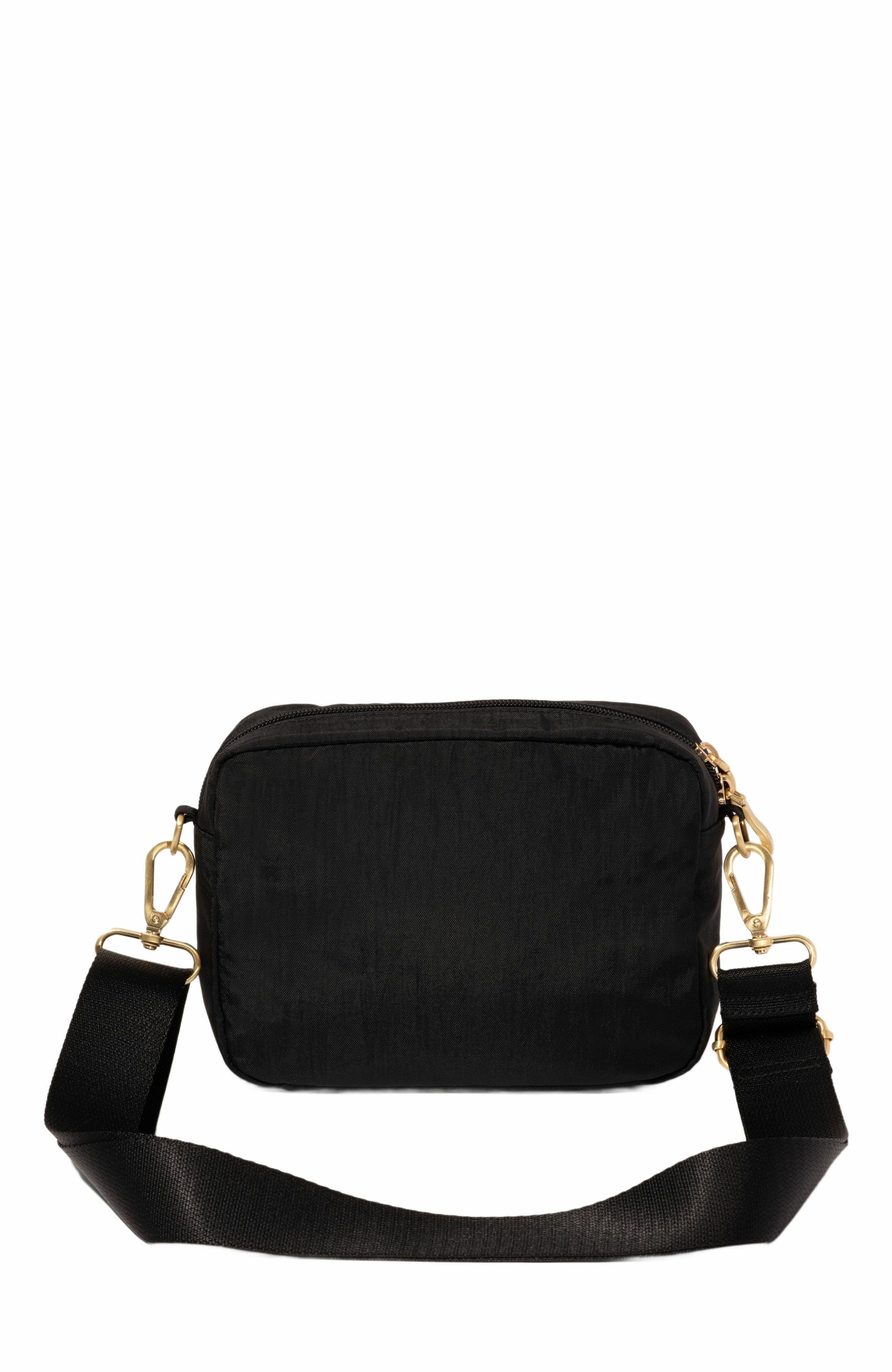 BAGGALLINI Coastal Flip Lock Camera Bag Crossbody, Alternate, color, Black With Gold Hardware